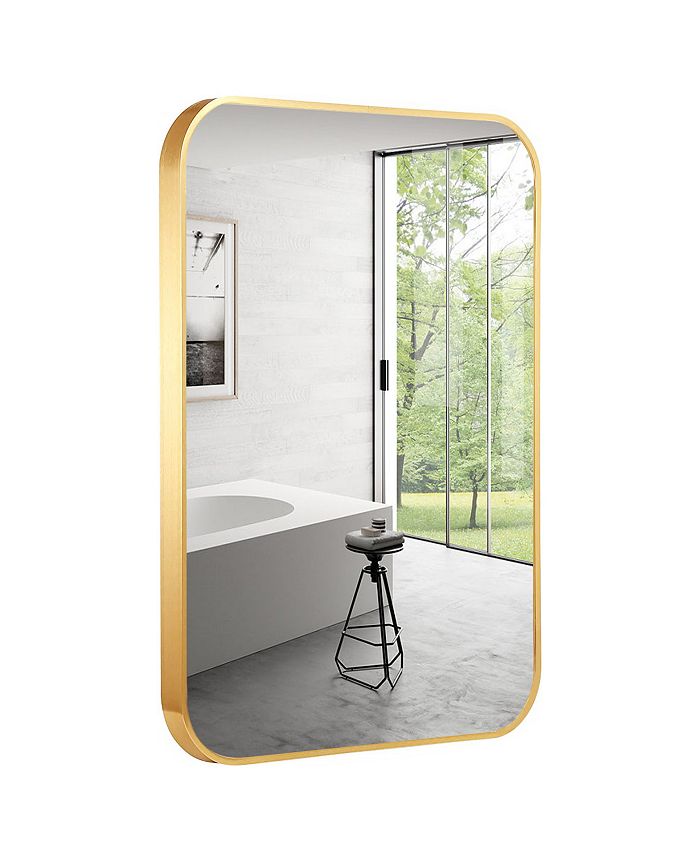 Simplie Fun 32 x 24 Inch Gold Bathroom Mirror for Wall Vanity Mirror