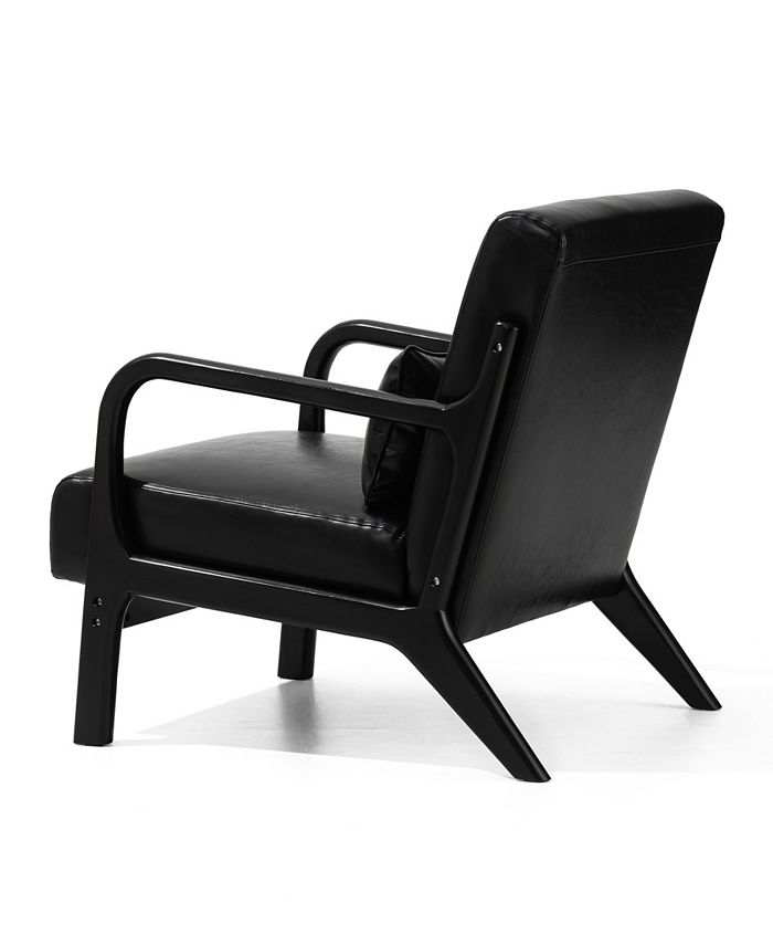 Glitzhome 2Piece MidCentury Modern Leatherette Accent Arm Chairs Set