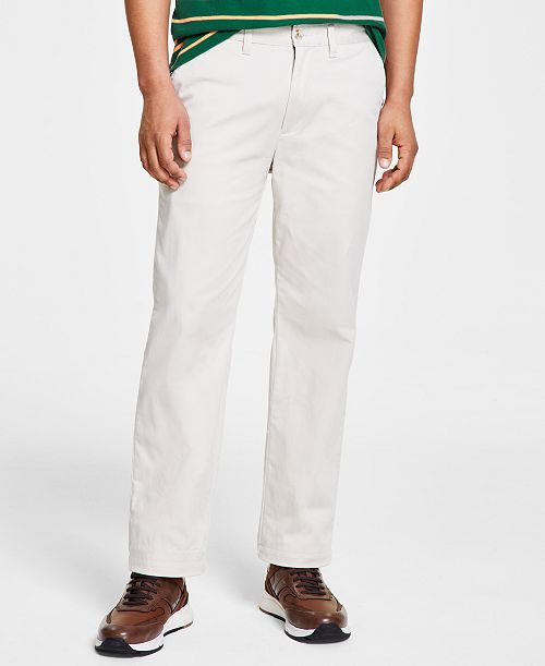 alfani Nautica Men's Classic-Fit Stretch Solid Flat-Front Chino Deck Pants Men's Fashion & Accessories