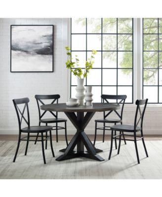 Furniture Hayden 5 Piece Wood Round Dining Table Set W/Camille Chairs