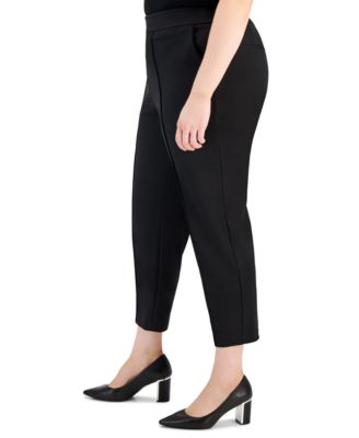 Plus Size Ponte Mid-Rise Front-Seamed Pants 