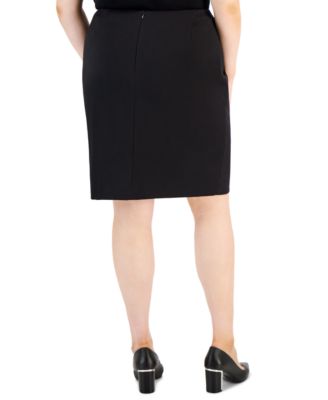 Plus Size Slit-Front Zip-Back Pencil Skirt