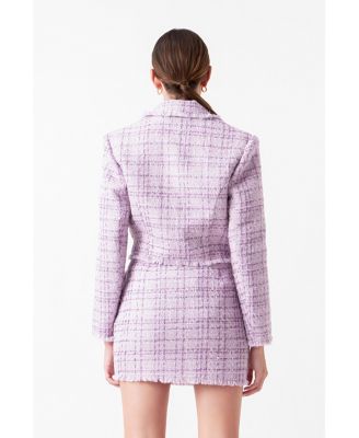 Women's Tonal Boucle Tweed Cropped Blazer