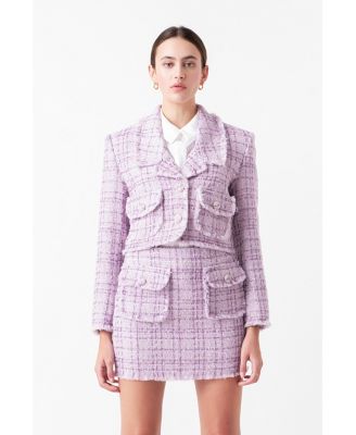 Women's Tonal Boucle Tweed Cropped Blazer