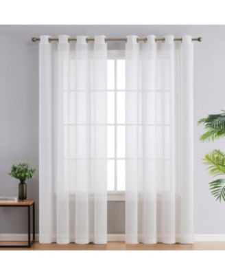 Sierra Burlap Flax Linen Semi Sheer Privacy Light Filtering Transparent Window Grommet Thick Curtains Drapery Panels for Office & Living Room, 2 Panels