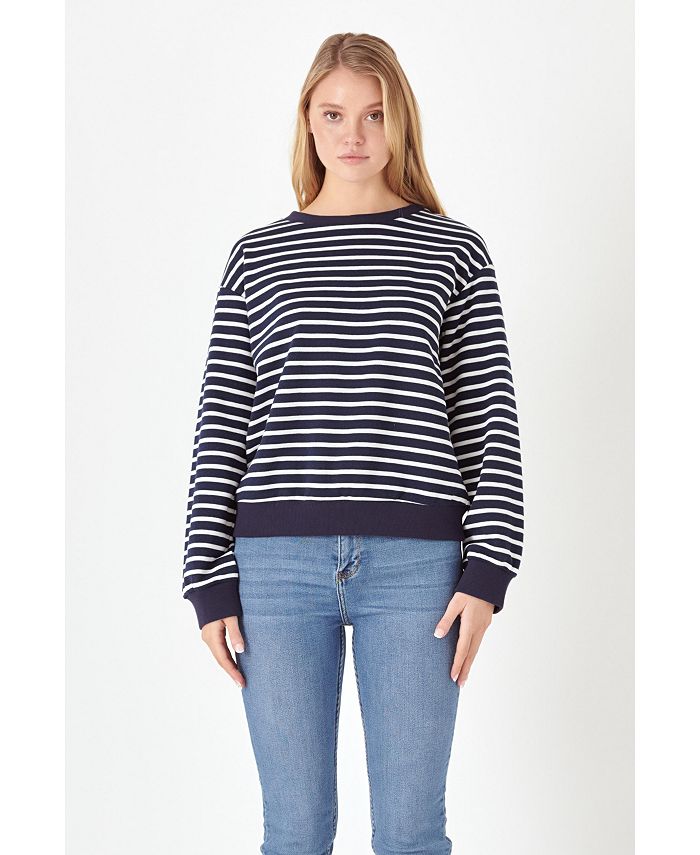 English Factory Women's Stripe Drop Shoulder Sweatshirt - Macy's