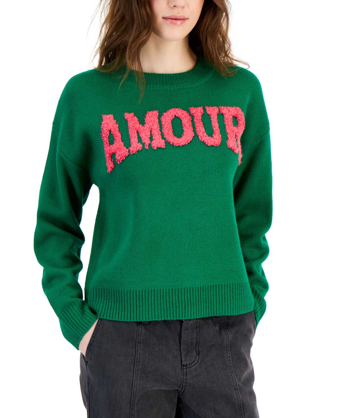 Hooked Up By Iot Juniors' Long-sleeve Sweater In Amour Combo