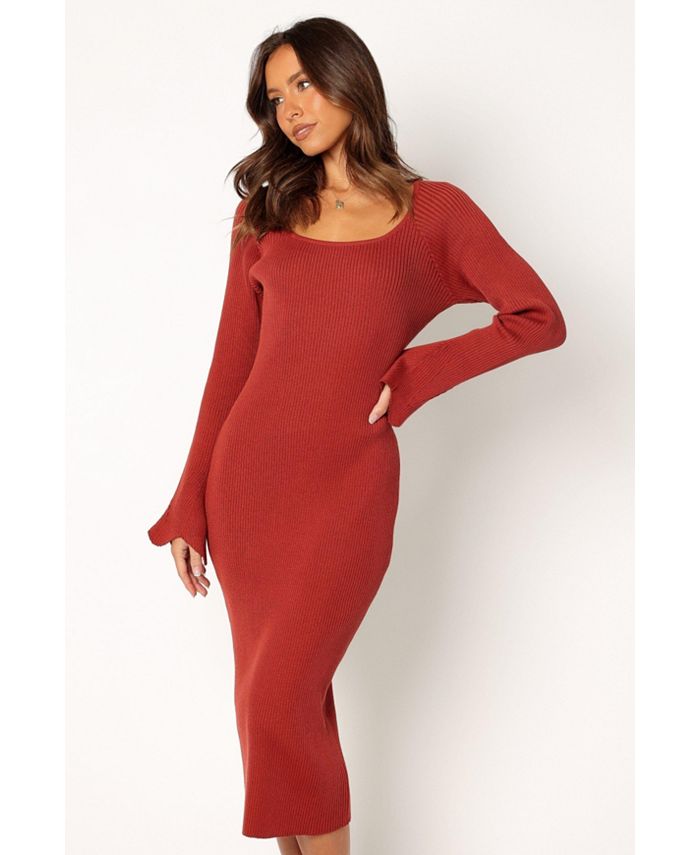 Macy's red hotsell long sleeve dress