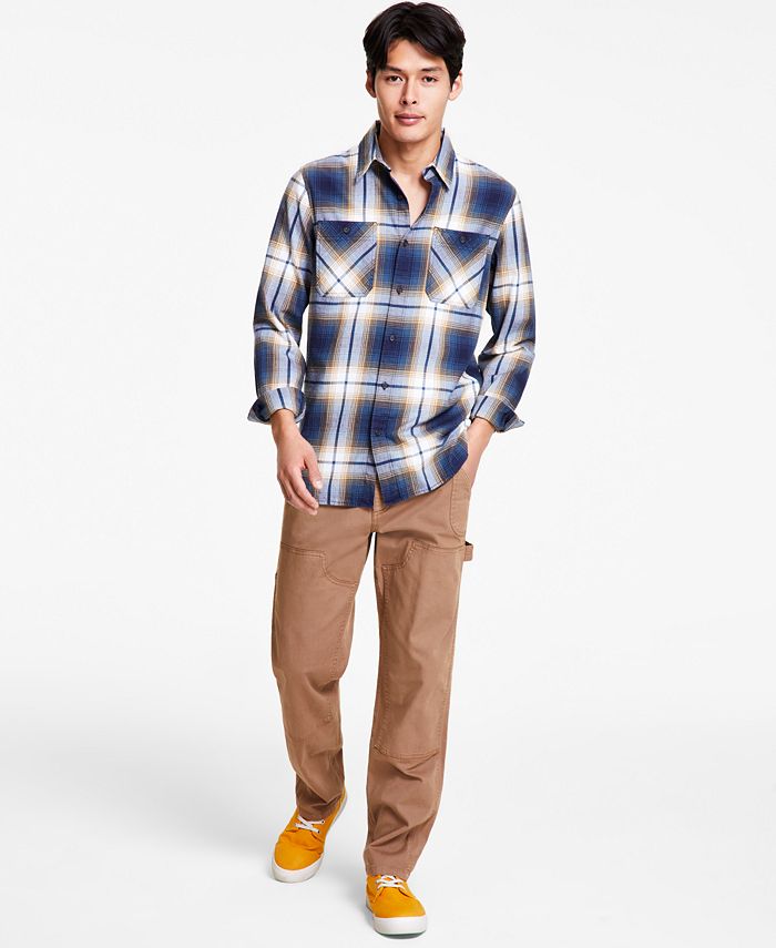 Sun + Stone Men's Alfredo Plaid LongSleeve ButtonUp Shirt & Straight