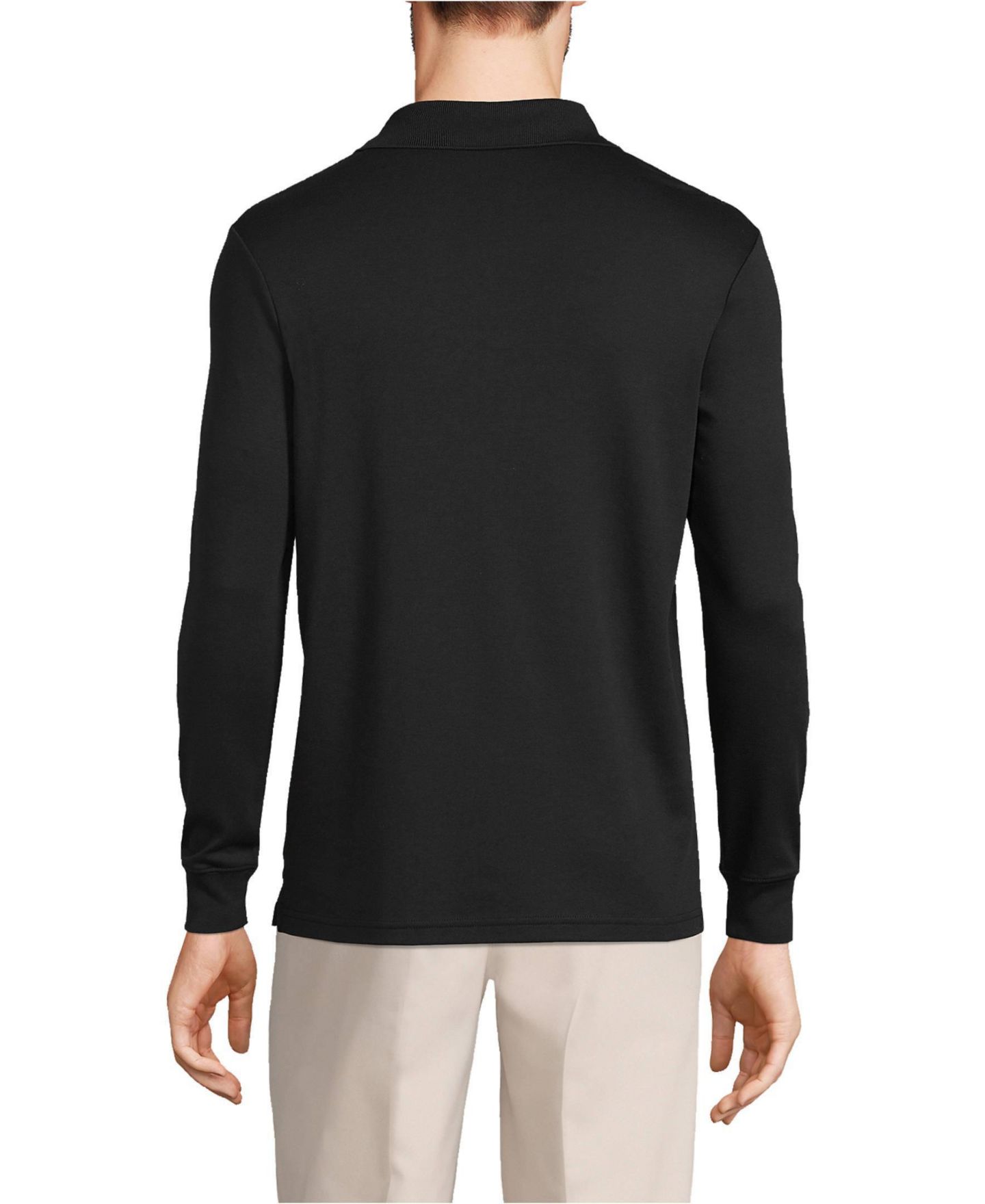 Мужское поло Lands' End Long Sleeve Cotton Supima Polo Shirt, цвет: Чёрный — фото 2