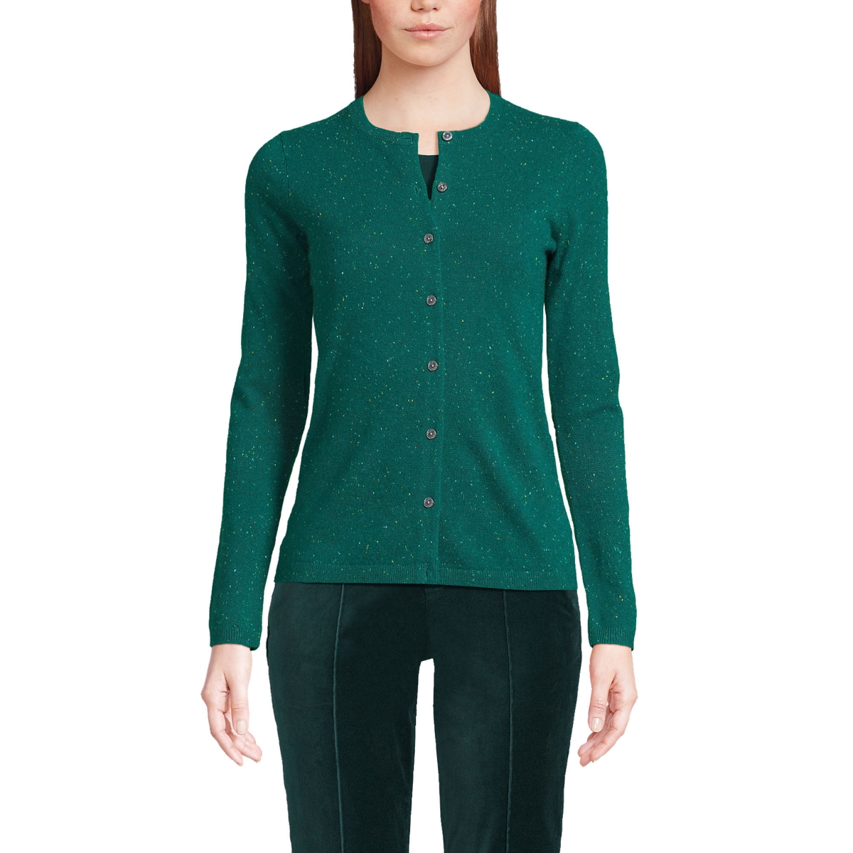 Women's Cashmere Cardigan Sweater - Bright evergreen donegal