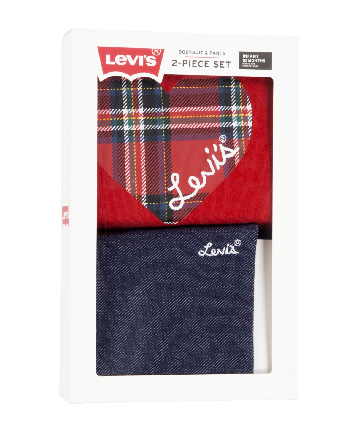 Shop Levi's Baby Girls Plaid Bodysuit And Leggings, 2 Piece Gift Box Set In Chili Pepper