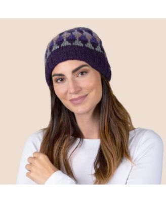 Women's Artisan Hand-Knit Jaya Harlequin Wool Beanie Hat