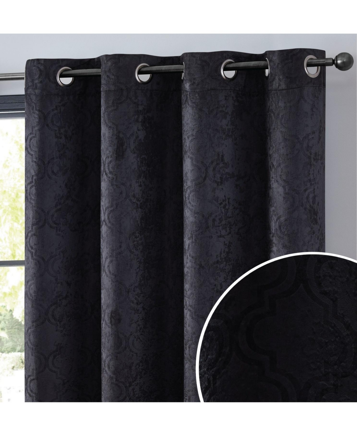 Redmont Lattice Pattern Thick Soft Thermal Insulated Energy Efficient Room Darkening Privacy Blackout Grommet Curtain Panels for Living Room -