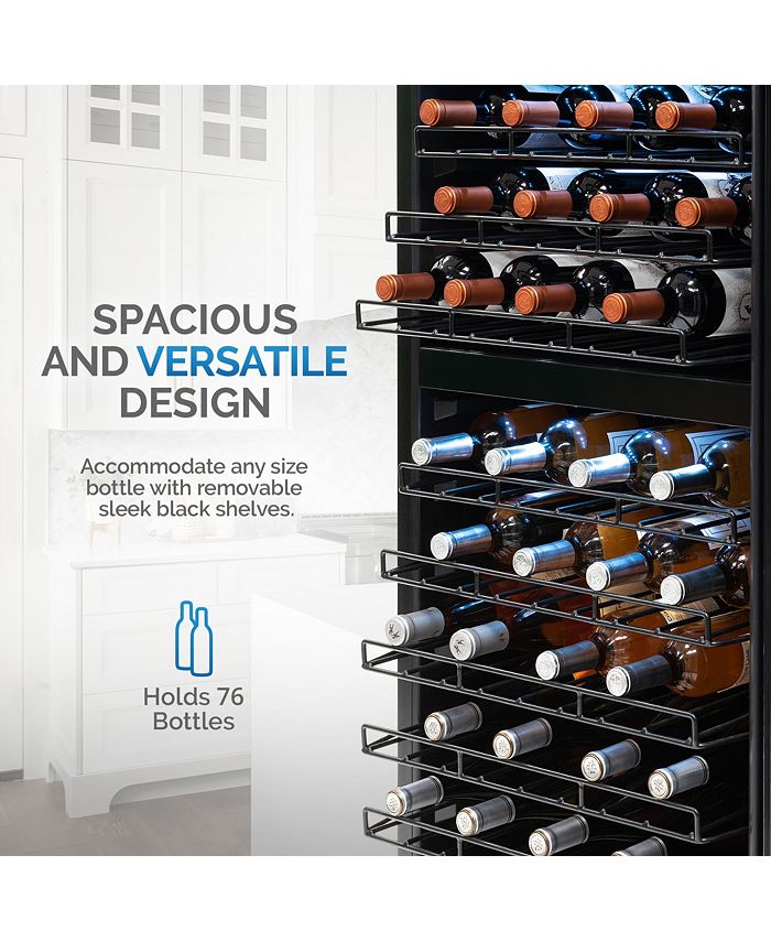 Newair Freestanding 76 Bottle Dual Zone Compressor Wine Fridge with Low ...