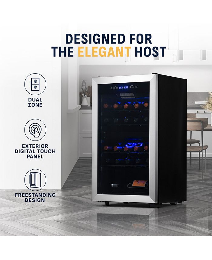 Newair Freestanding 28 Bottle Dual Zone Compressor Wine Fridge in