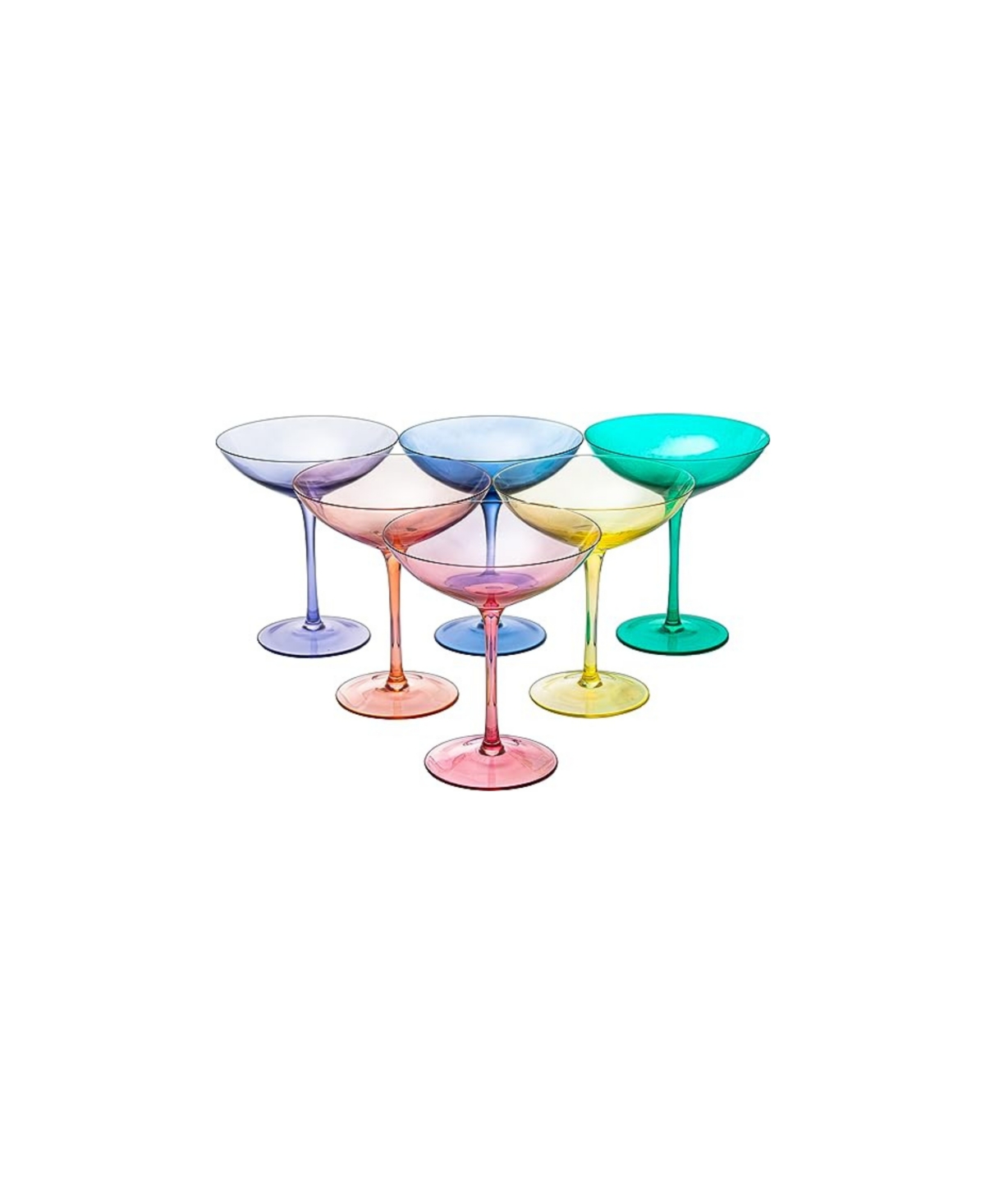 The Wine Savant Colored Vintage-like Glass Coupes, Set Of 6 In Multicolor