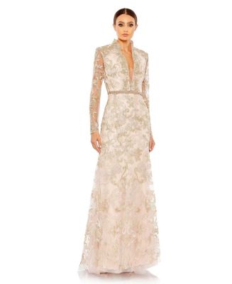 関税送料込【MAC DUGGAL】ロングドレス Vネック フレア ネイビー 関税送料込【MAC DUGGAL】ロング ドレス Vネック フレア ブルー