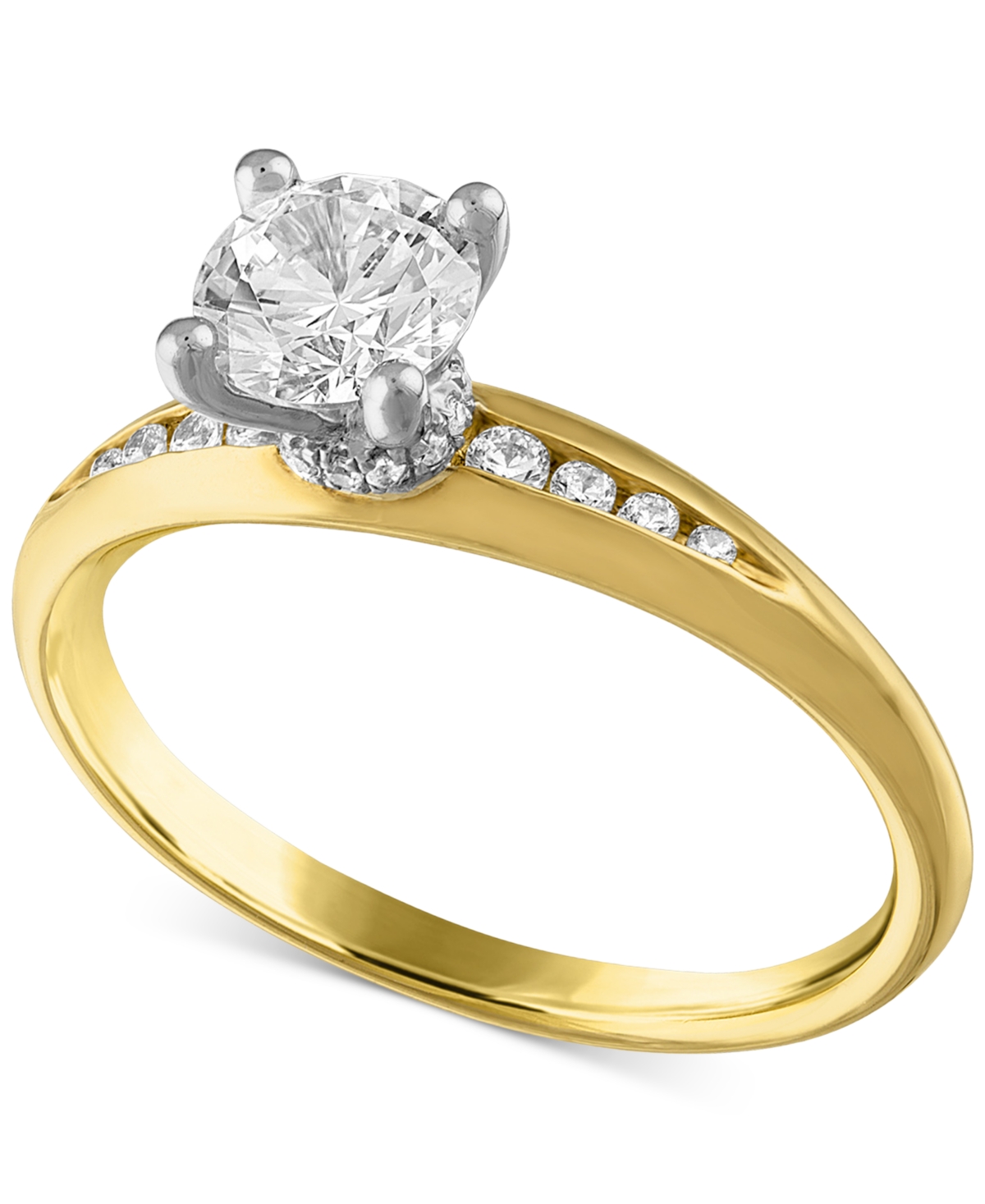 Certified Round Engagement Ring (7/8 ct. t.w.) in 14k Two-Tone Gold Featuring Diamonds from De Beers Code of Origin, Created for Macy's - Yell