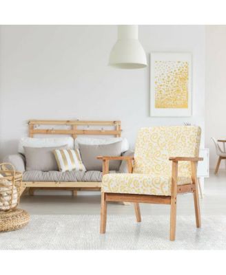 Modern Accent Armchair Fabric Lounge Chair with Rubber Wood Leg