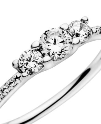 Cubic Zirconia Timeless Clear Three-Stone Ring