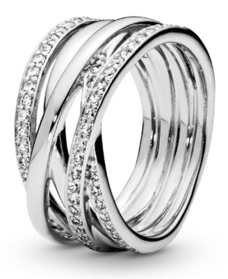 Cubic Zirconia Timeless Sparkling Polished Lines Ring