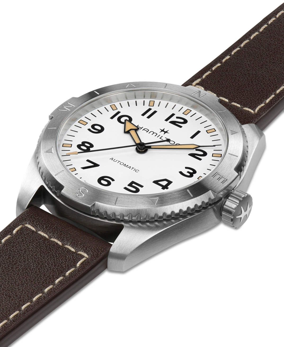 Hamilton Men's Swiss Automatic Khaki Field Expedition Leather Strap Watch 41mm