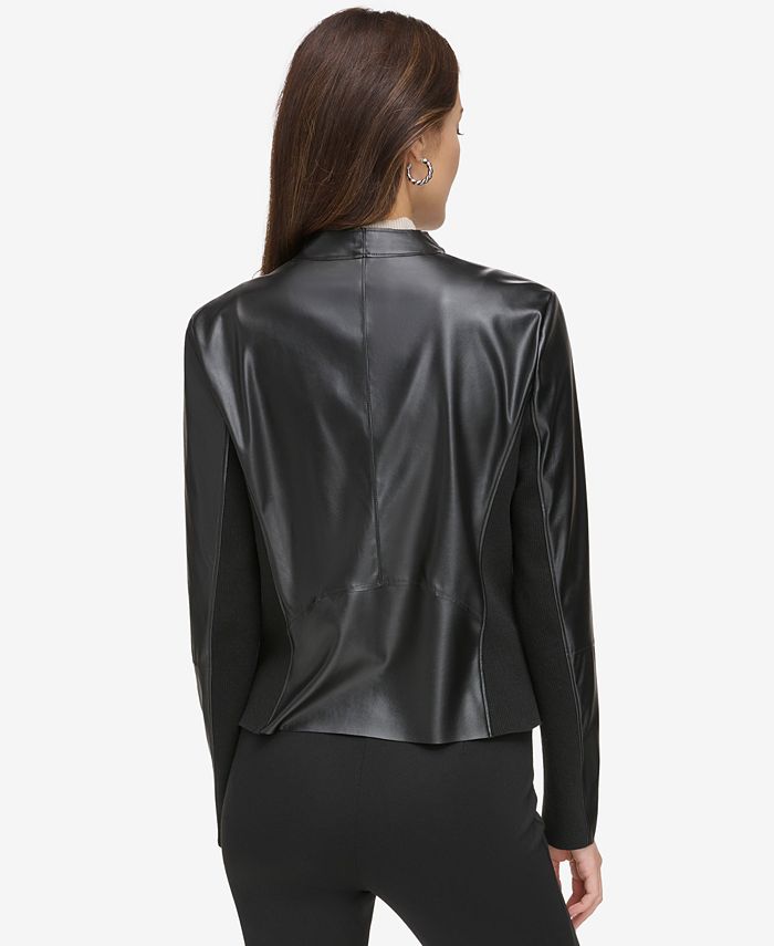 DKNY Women's Side-Zip Faux-Leather Moto Biker Jacket - Macy's