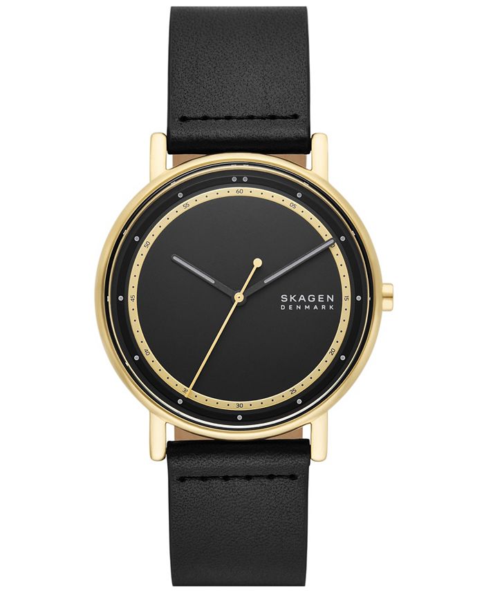 Skagen Men s Signatur Three Hand Black Leather Watch 40mm Macy s