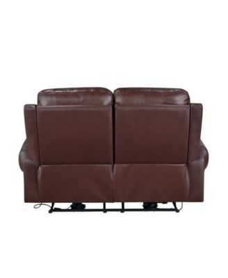 White Label Florentina 61" Leather Match Power with Power Headrests Double Reclining Love Seat