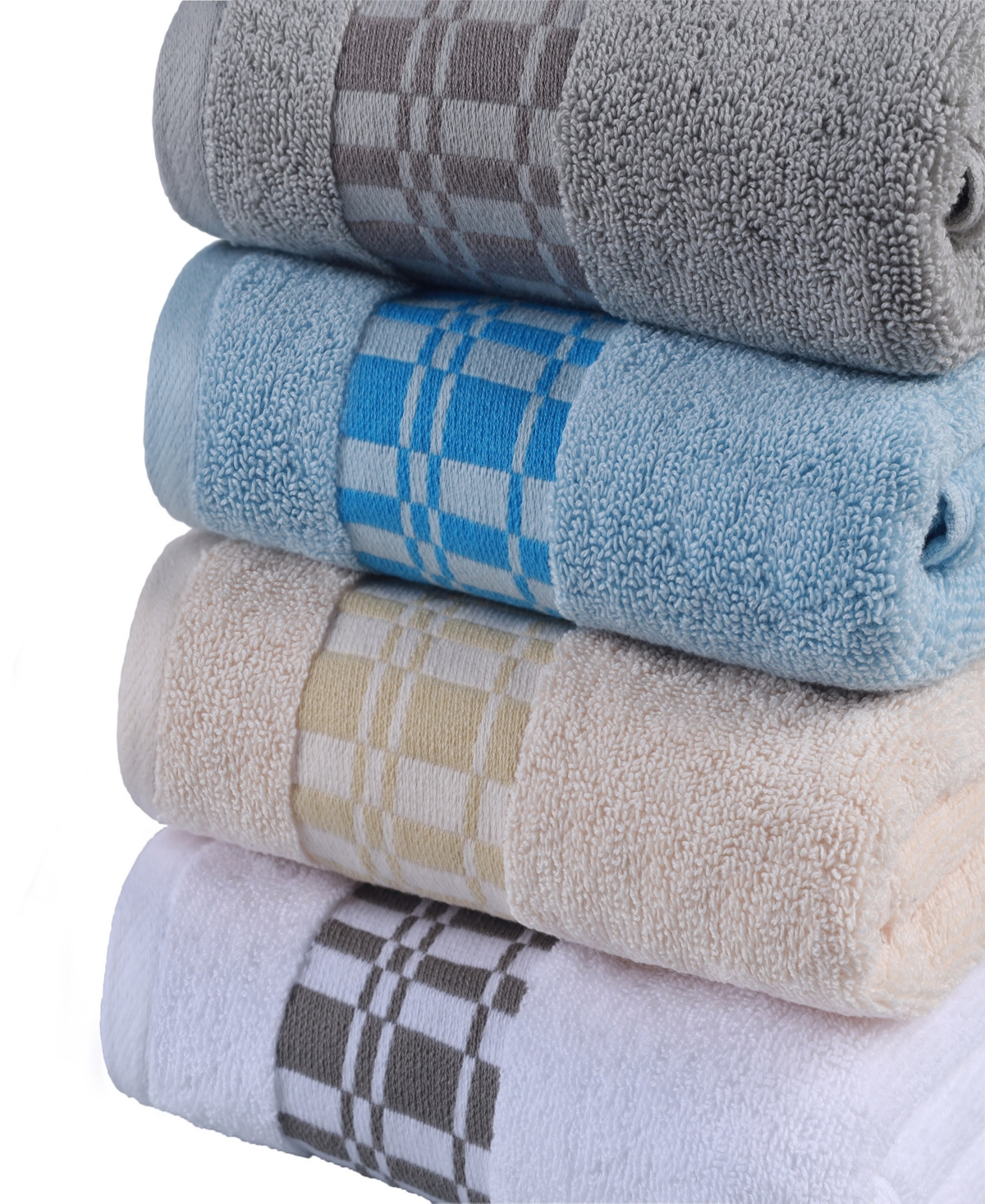 Superior Larissa Geometric Embroidered Jacquard Border Cotton 4-Pc. Bath Towel