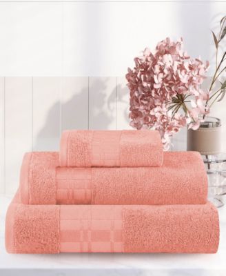 Larissa Geometric Embroidered Jacquard Border Cotton 3-Pc. Bath Towel Set
