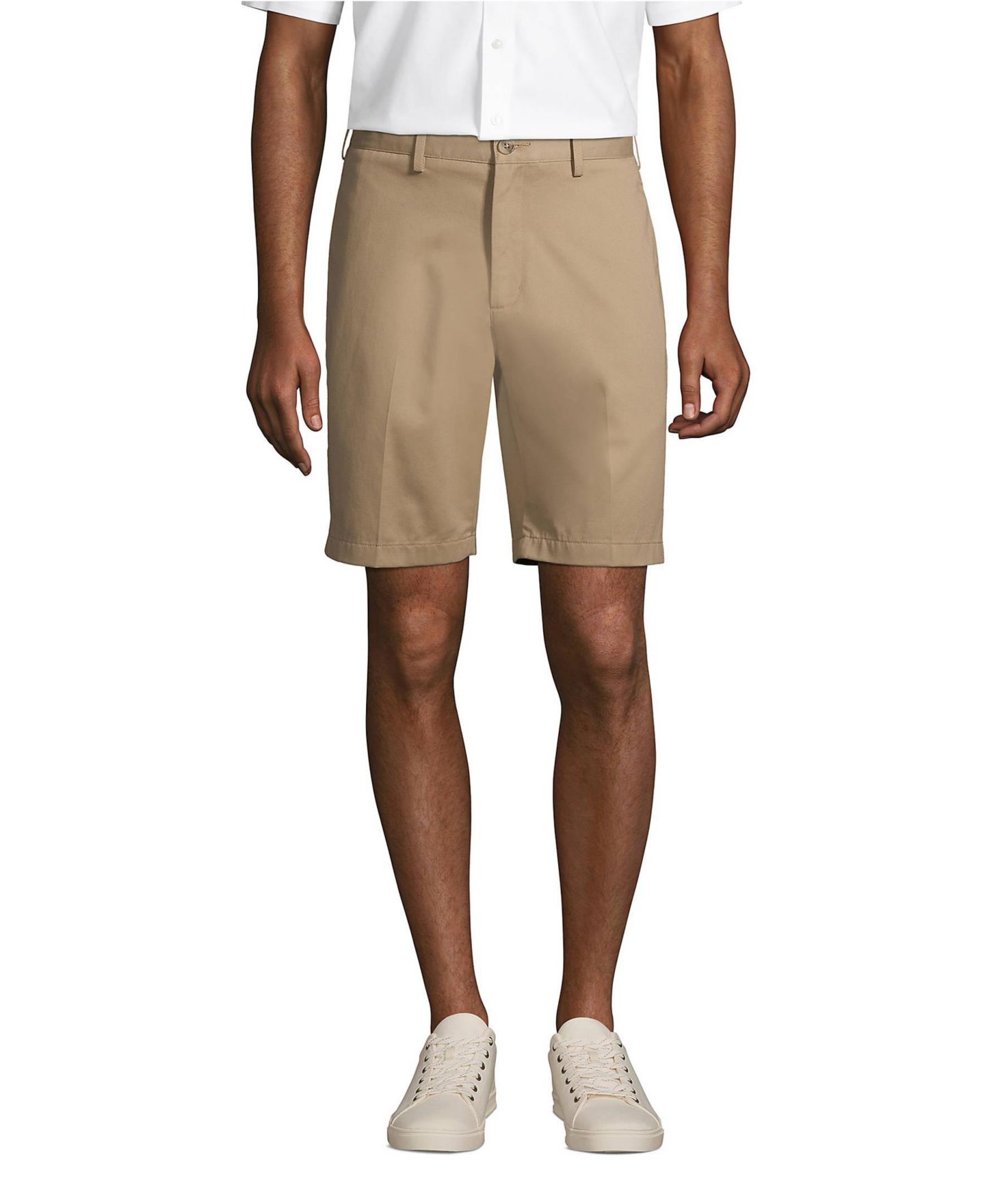 Мужские шорты Lands' End 9" Traditional Fit No Iron Chino, цвет: Хаки — фото 1