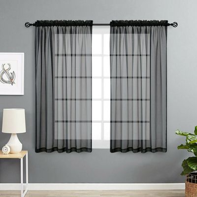2 Pack Basic Home Rod Pocket Sheer Voile Window Curtains