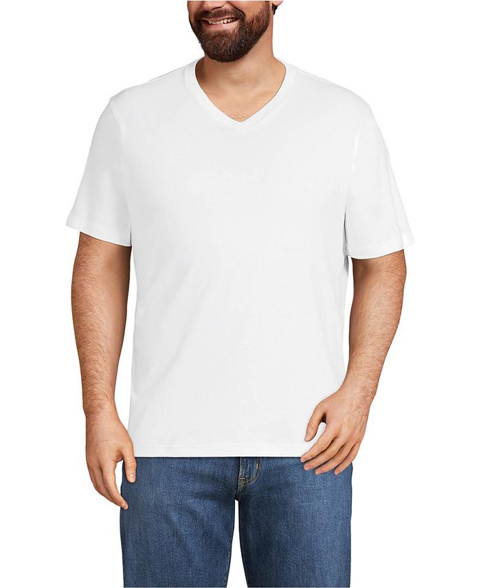 Lands' End Men's Big & Tall Super-T Short Sleeve V-Neck T-Shirt - Macy's