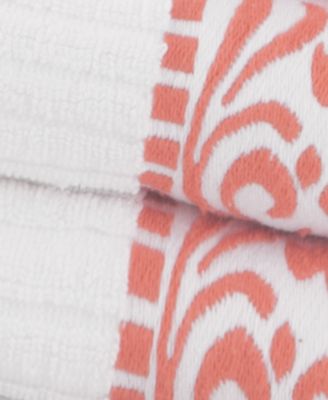 Athens Cotton with Greek Scroll and Floral Pattern, 4 Piece Bath Towel Set