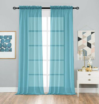 2 Pack Basic Home Rod Pocket Sheer Voile Window Curtains