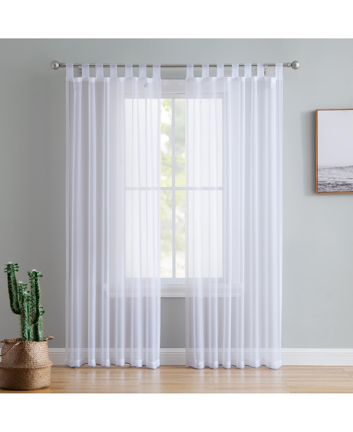 Hlc.me Tab Top Window Curtain Sheer Voile Panels for Living Room & Bedroom