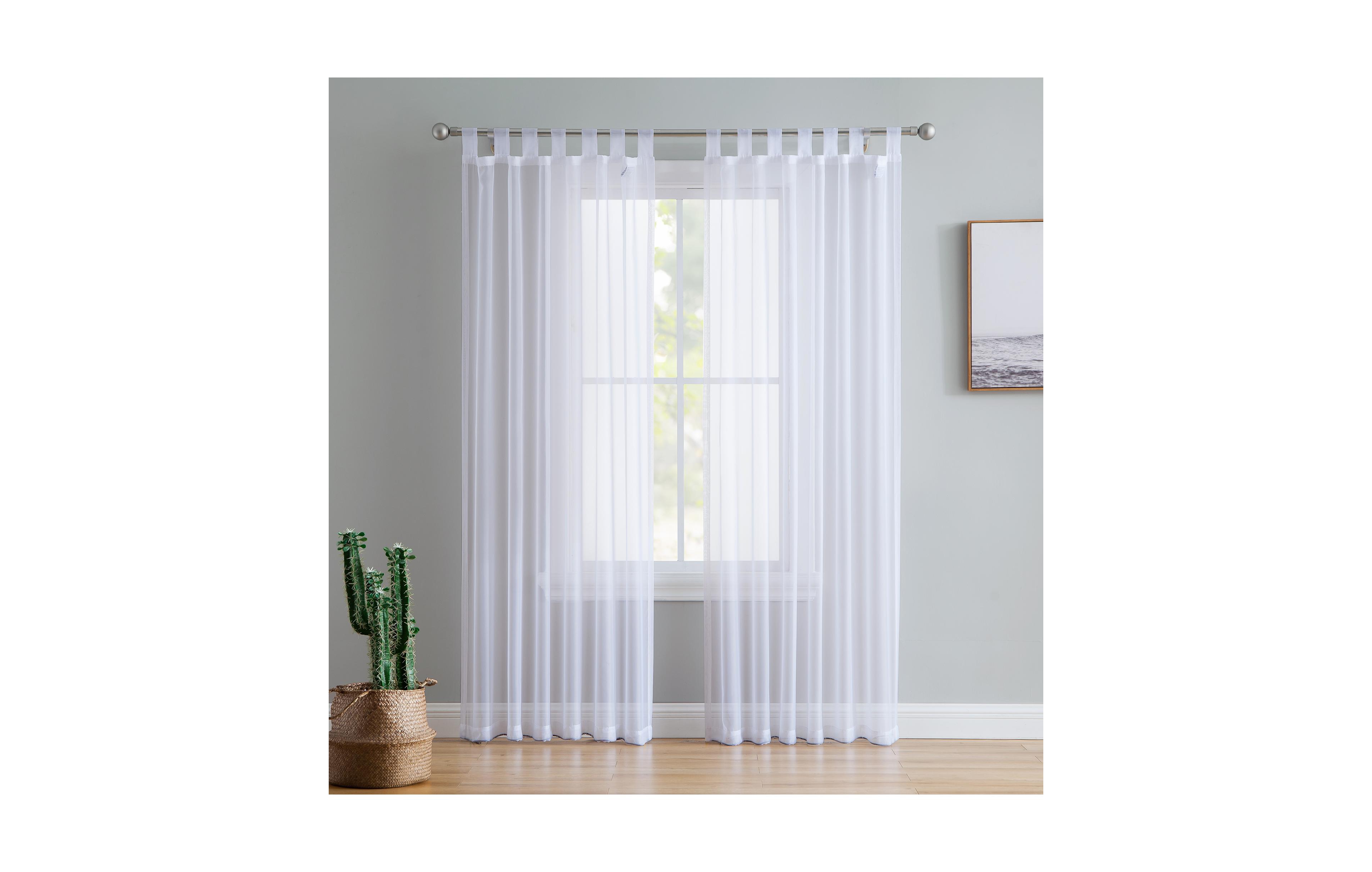Hlc.me Tab Top Window Curtain Sheer Voile Panels for Living Room & Bedroom