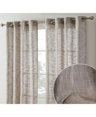 Madison Faux Linen Textured Semi Sheer Privacy Sun Light Filtering Transparent Window Grommet Long Thick Curtains Panels, Set of 2