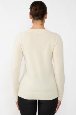 Women's 100% Pure Cashmere Long Sleeve Ava V Neck Pullover Sweater