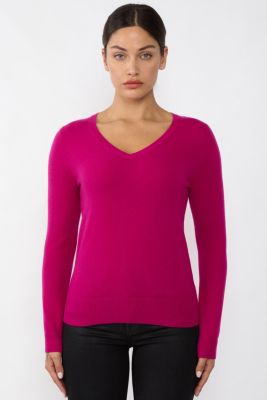 Women's 100% Pure Cashmere Long Sleeve Pullover V Neck Sweater