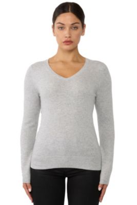 Women's 100% Pure Cashmere Long Sleeve Pullover V Neck Sweater