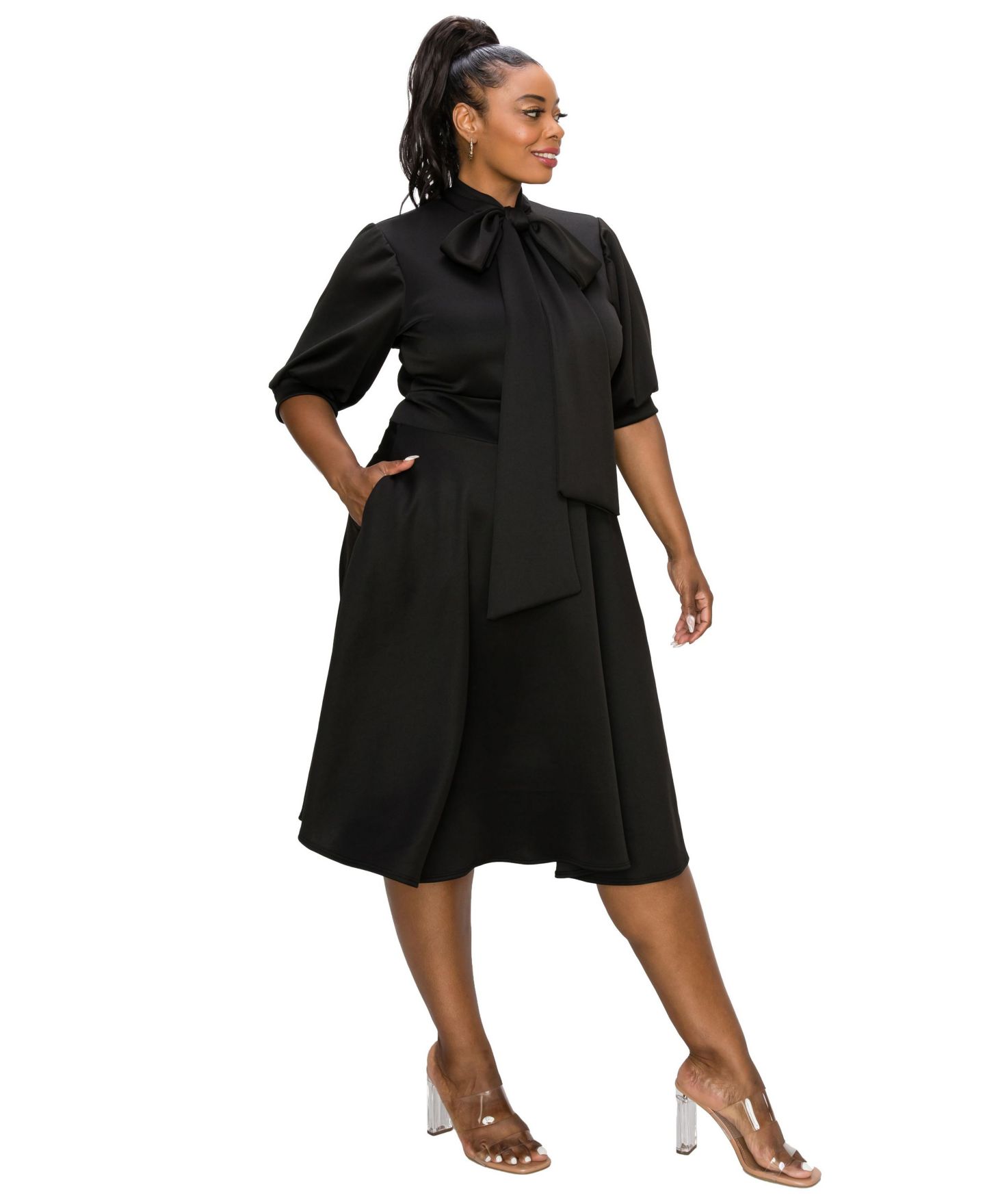 Женское платье L I V D Plus Size Carina Donna Pocket, цвет: Чёрный — фото 2