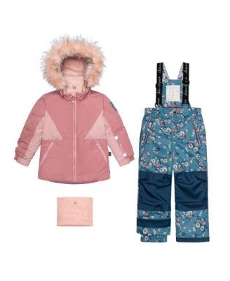 Two Piece Snowsuit Ancient Rose With Spring Flower Print