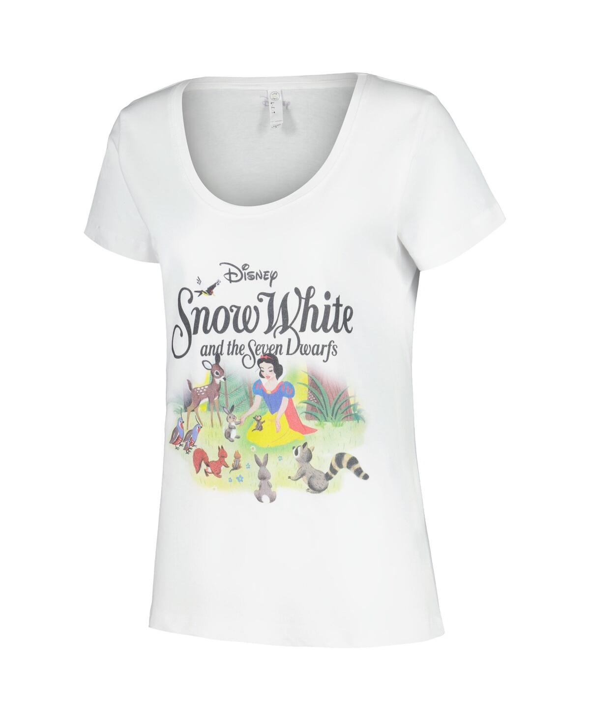 Shop Mad Engine Women's  White Snow White And The Seven Dwarfs Forest Friends Scoop Neck T-shirt