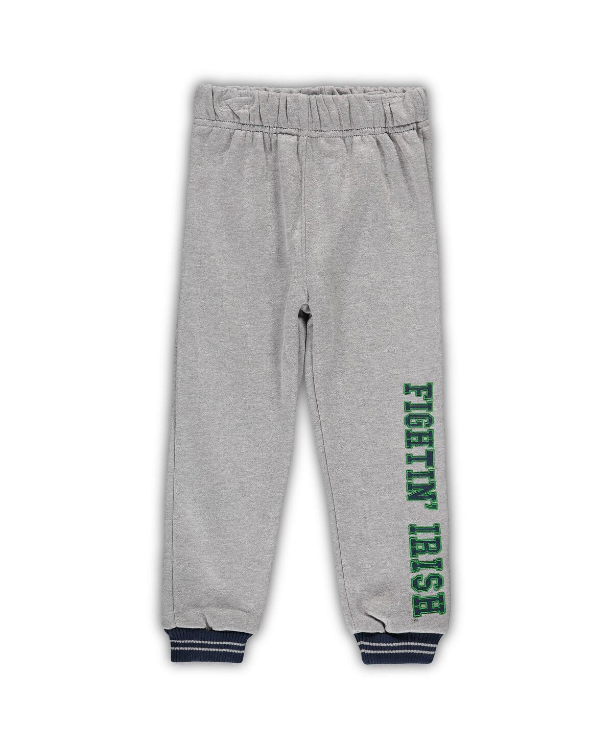 Colosseum Toddler Boys  Navy, Heathered Gray Notre Dame Fighting Irish Poppies Hoodie And Sweatpants In Navy,heathered Gray