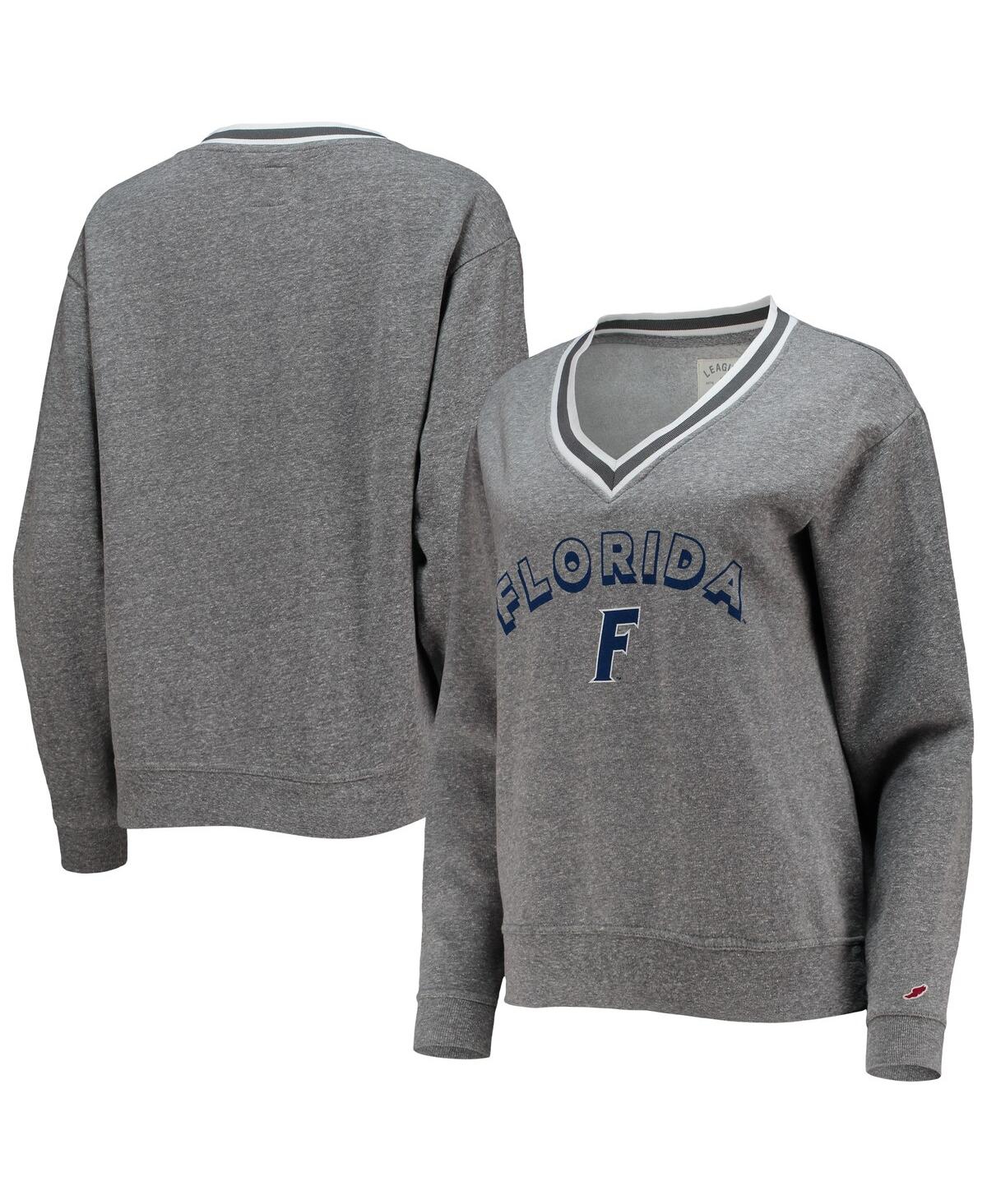 League Collegiate Wear Heathered Gray Florida Gators Victory Springs Tri-blend V-neck Pullover Sweat In Heathered Gray