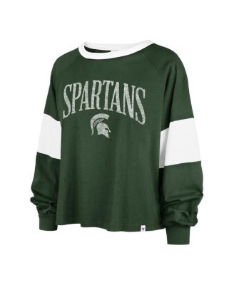 Women's Green Distressed Michigan State Spartans Upside Rhea Raglan Long Sleeve T-shirt