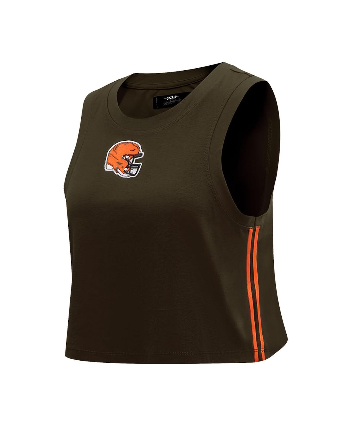 Shop Pro Standard Women's  Brown Cleveland Browns Ombre Wordmark Classic Cropped Tank Top